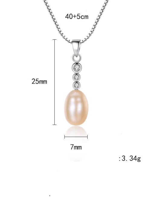 CCUI 925 Sterling Silver Freshwater Pearl Oval pendant Trend Lariat Necklace 4