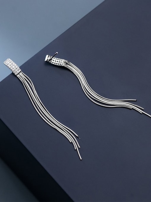 Rosh 925 Sterling Silver geometry Tassel Minimalist Threader Earring 3