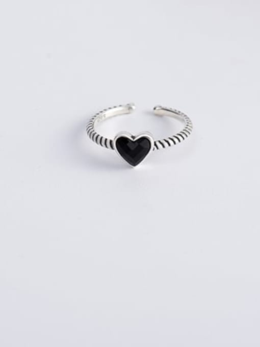 XBOX 925 Sterling Silver Enamel Heart Vintage Band Ring 3
