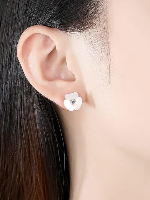 CCUI 925 Sterling Silver Shell Flower Minimalist Stud Earring 2