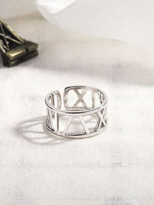 HAHN 925 Sterling Silver Hollow Number Geometric Vintage Band Ring 3