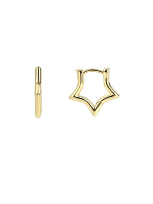 Gold Star Earrings Brass Pentagram Minimalist Huggie Earring