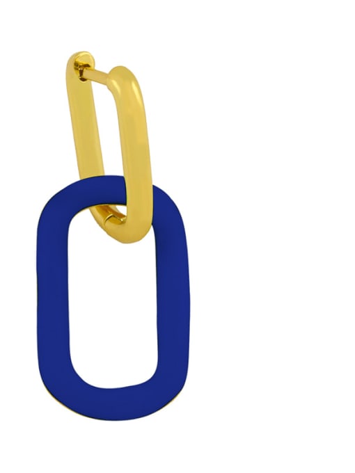 blue Brass Enamel Geometric Minimalist Drop Earring