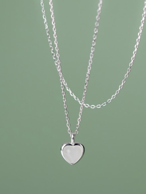 Rosh 925 Sterling Silver Shell Heart Minimalist Necklace 2