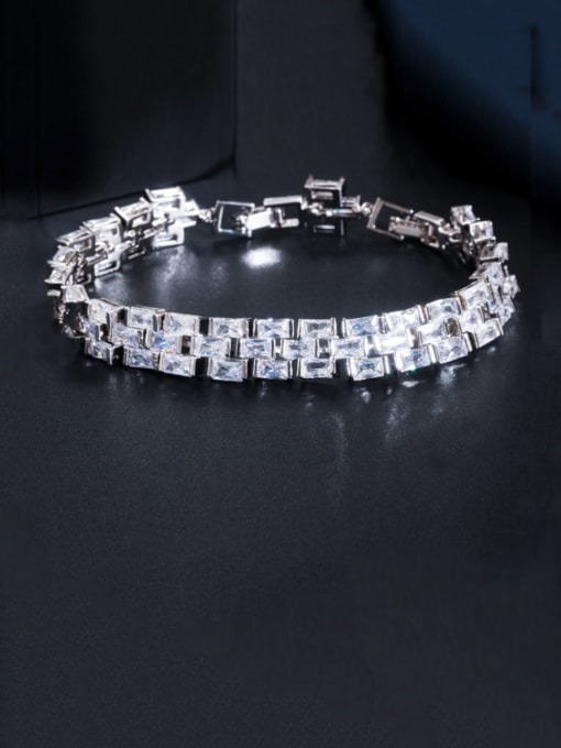 platinum Copper Cubic Zirconia Geometric Luxury Bracelet