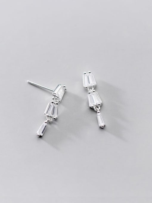 Rosh 925 Sterling Silver Cubic Zirconia Geometric Minimalist Drop Earring 3