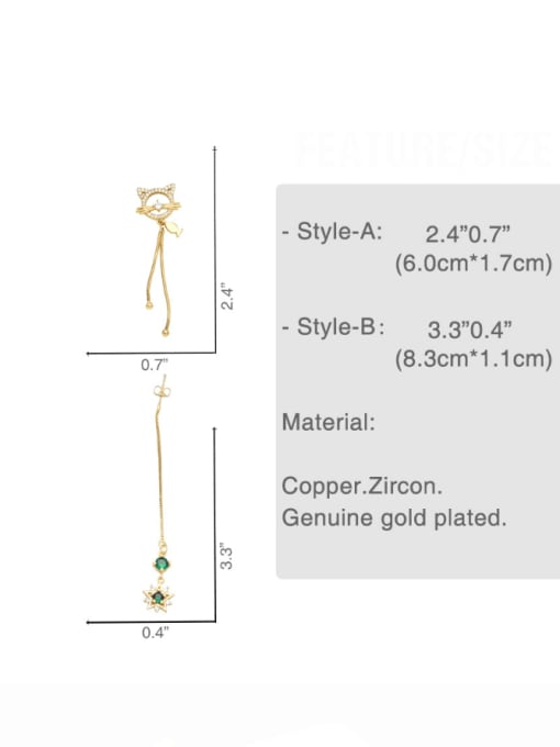 CC Brass Cubic Zirconia Tassel Minimalist Threader Earring 1