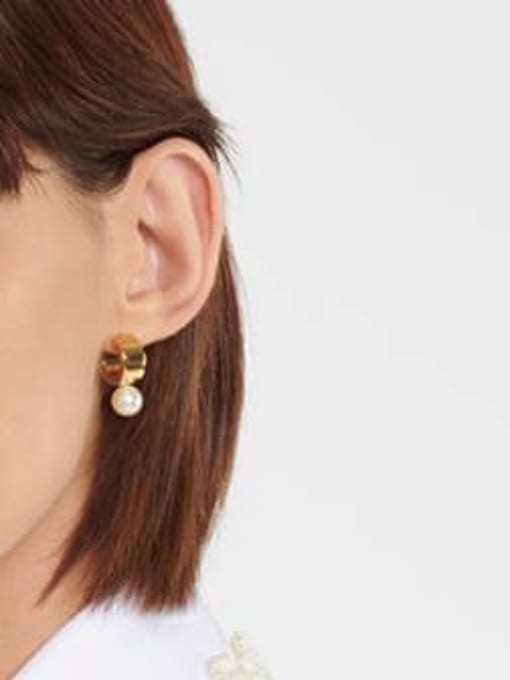 LI MUMU Brass Imitation Pearl Geometric Minimalist Drop Earring 1