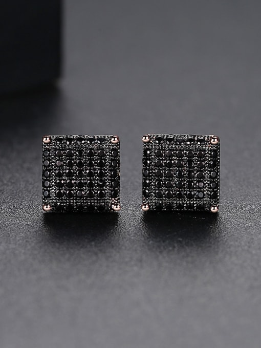 BLING SU Copper Cubic Zirconia Square Dainty Stud Earring 3