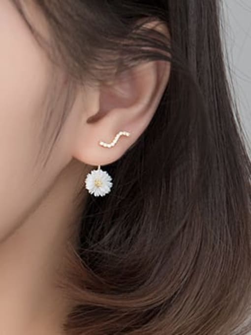 Rosh 925 Sterling Silver Shell Flower Cute Stud Earring 2