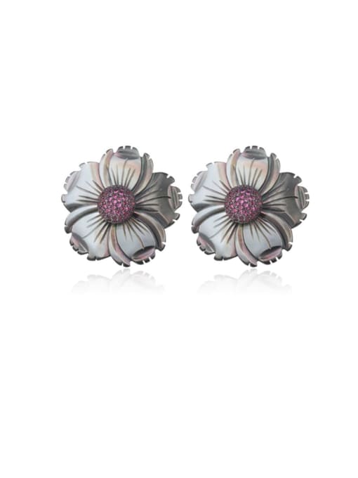 ROSS Copper Shell Flower Vintage Stud Earring 3