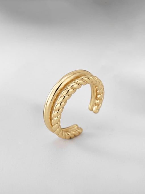 Gold fried dough twist open ring Brass Irregular Minimalist  Twist Double Layer  Stackable Ring