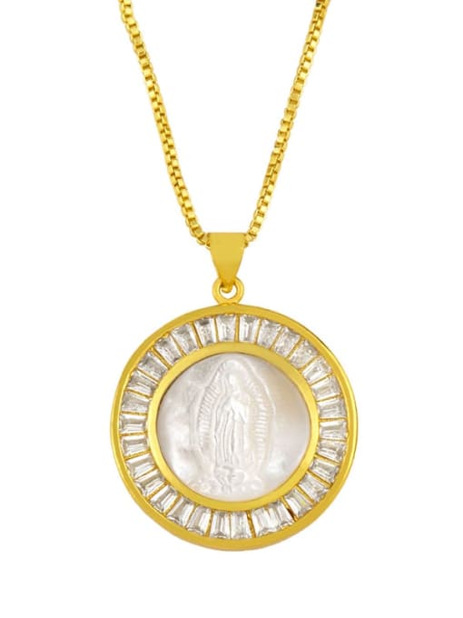 Virgin Mary Brass Shell Irregular Vintage Necklace