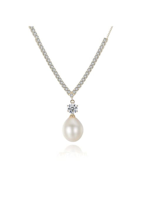 CCUI S925 Sterling Silver with 3A zircon  freshwater pearl  Necklace