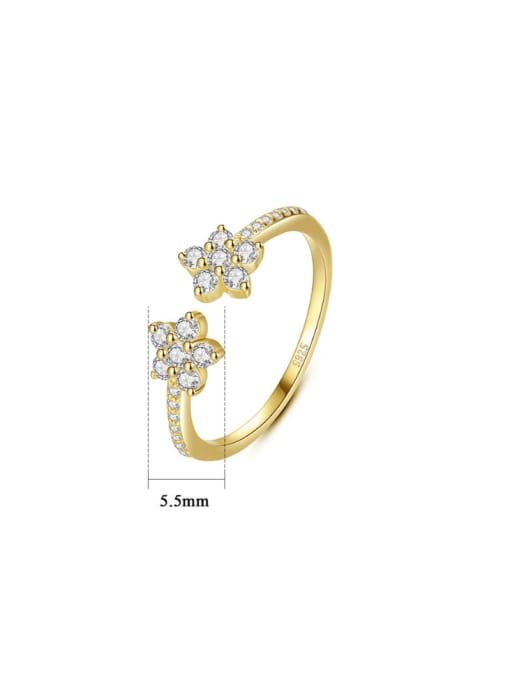 CCUI 925 Sterling Silver Cubic Zirconia Flower Minimalist Band Ring 2