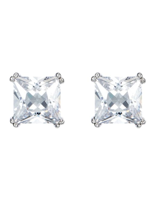 Eight claw 6mm Alloy Cubic Zirconia Square Minimalist Stud Earring
