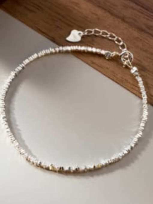 All Broken Silver Bracelet 925 Sterling Silver Imitation Pearl Irregular Minimalist Necklace