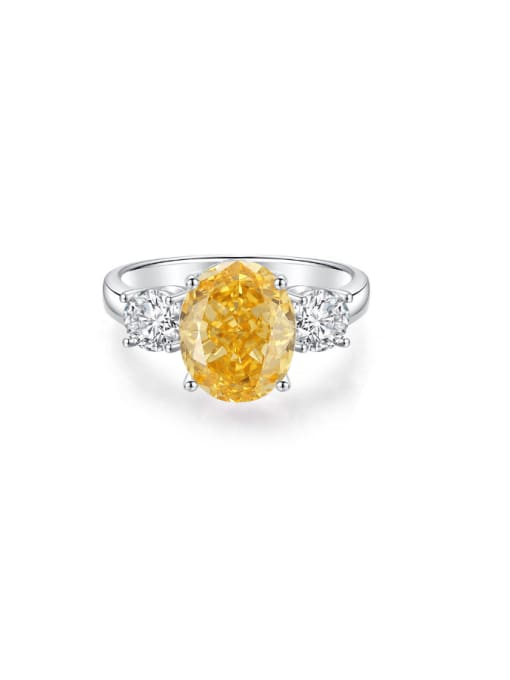 FDJZ 062 Goose Yellow 925 Sterling Silver High Carbon Diamond Geometric Luxury Cocktail Ring