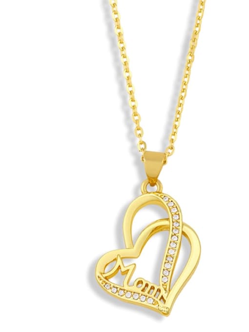 B Brass Cubic ZirconiaMinimalist  Letter Heart Pendant Necklace