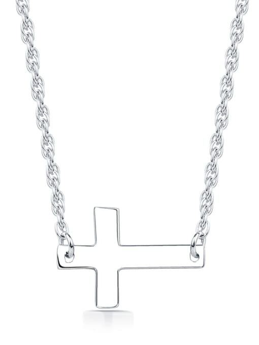 Dan 925 Sterling Silver smooth Cross Minimalist pendant Necklace 0