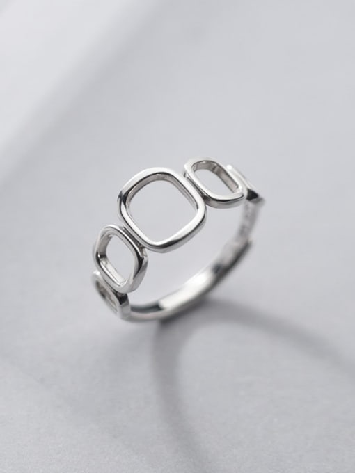 Rosh 925 Sterling Silver  hollow Geometric Vintage Band Ring 3