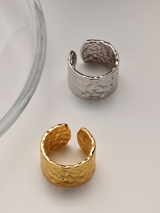 JENNY 925 Sterling Silver Geometric Artisan Band Ring 0