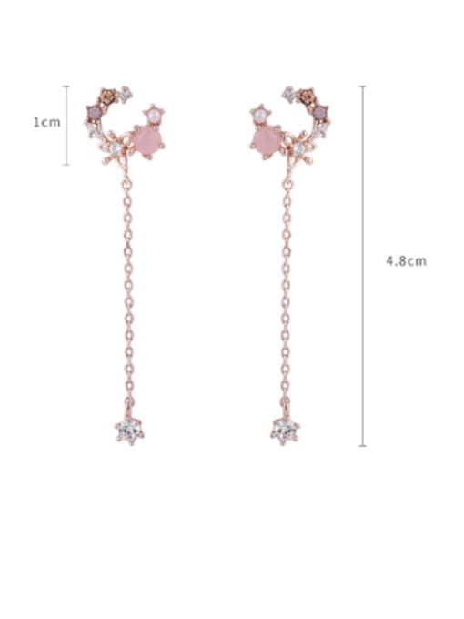 Girlhood Copper Cubic Zirconia Multi Color Tassel Minimalist Threader Earring 1