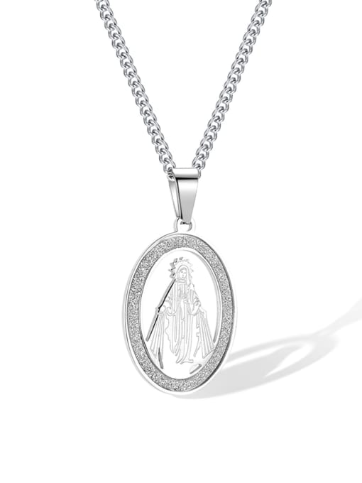 GX2359 Pendant Chain Stainless steel Oval Hip Hop Regligious Necklace