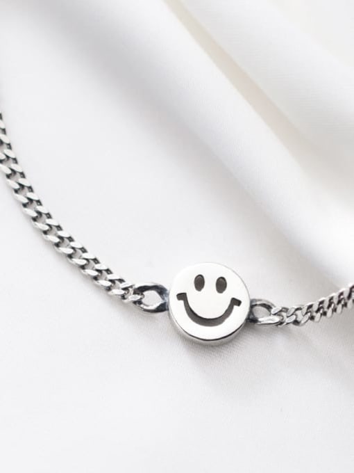Rosh 925 Sterling Silver Face Vintage Smiley pendant Necklace