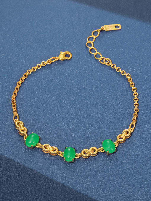 6 green Alloy Cubic Zirconia Geometric Vintage Bracelet