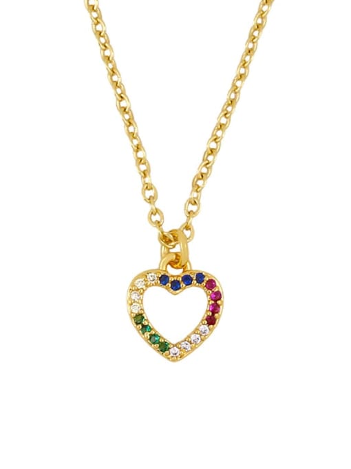 love Brass Cubic Zirconia Heart Vintage Necklace