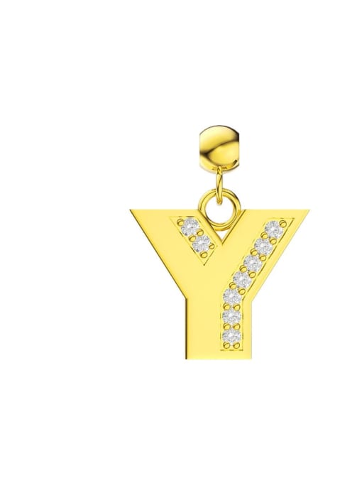 Single Letter Y 925 Sterling Silver Cubic Zirconia Letter Minimalist Necklace