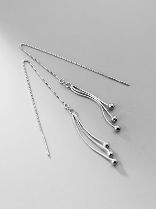 Rosh 925 Sterling Silver Bead Tassel Minimalist Threader Earring 2