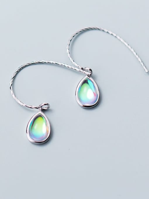 Rosh 925 Sterling Silver Colored glass  Water Drop Minimalist Hook Earring 3