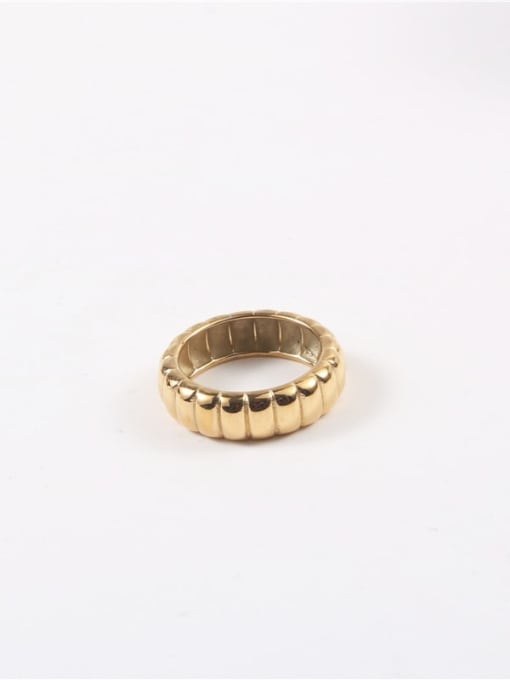 Gold US 6 A457 Titanium Steel Geometric Minimalist Band Ring