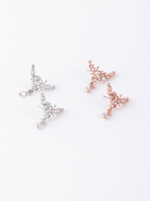 Girlhood Copper Cubic Zirconia White Triangle Minimalist Stud Earring 0