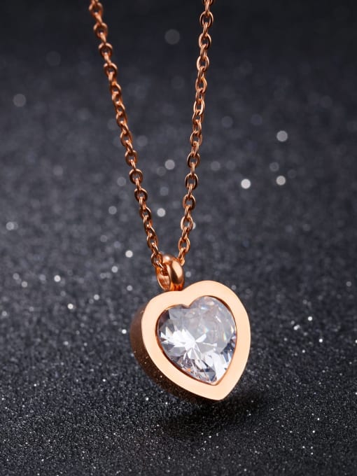 Open Sky Titanium Rhinestone Heart Minimalist Necklace 2