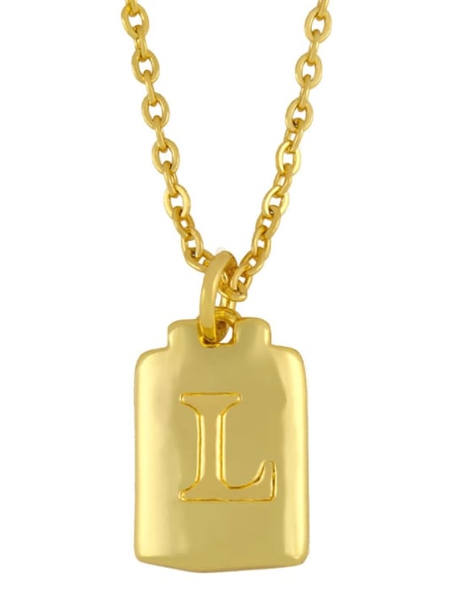 L Brass Geometric Letter Minimalist Necklace