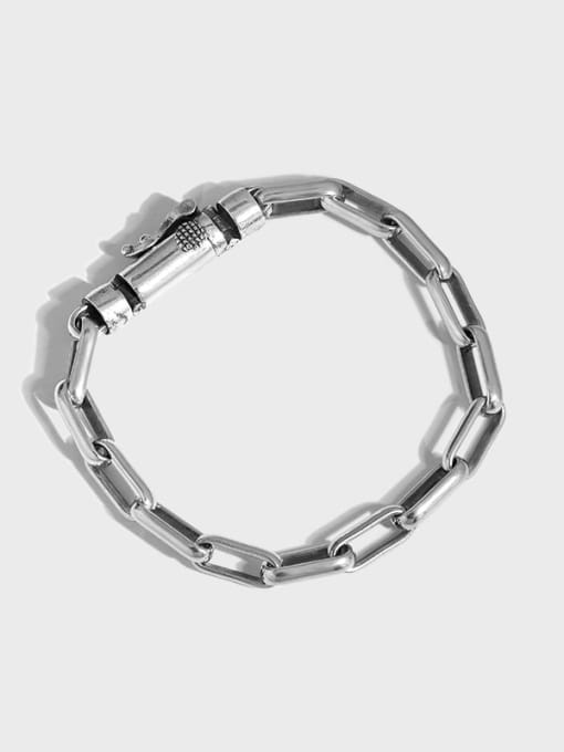 DAKA 925 Sterling Silver Geometric Chain Vintage Link Bracelet 4