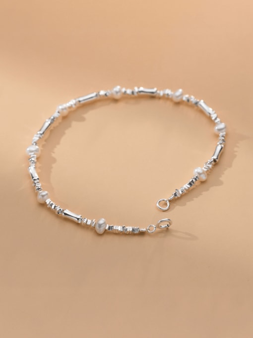 silver 925 Sterling Silver Bead Geometric Minimalist Beaded Bracelet