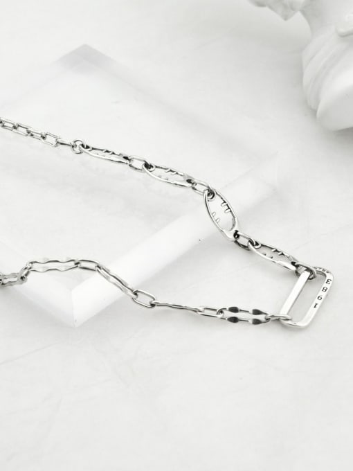 SHUI Vintage Sterling Silver With Platinum Plated Simplistic Geometric Necklaces 3