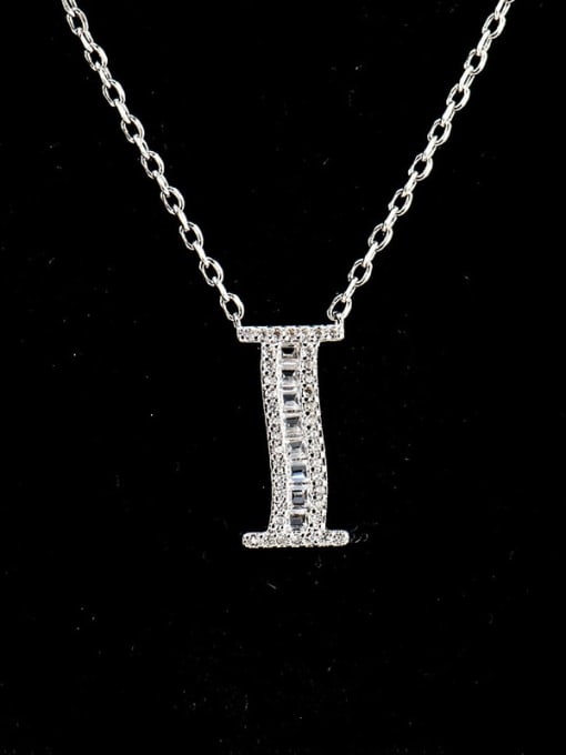 I 925 Sterling Silver Cubic Zirconia Letter Dainty Necklace