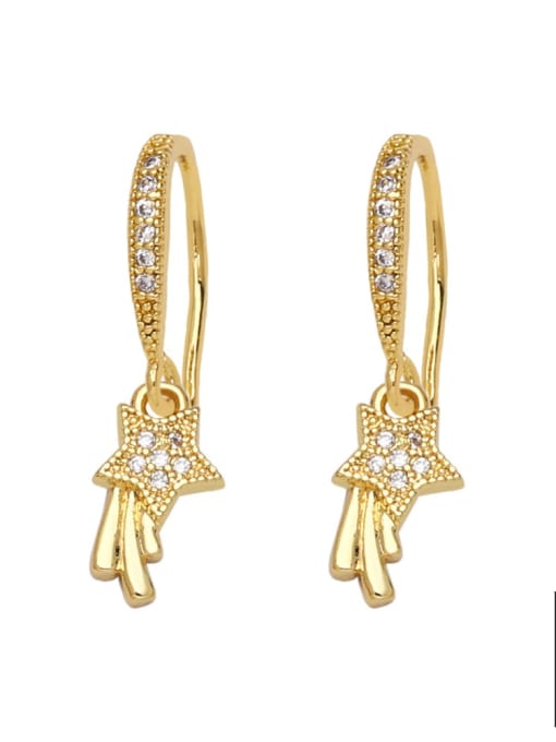 five-pointed star Brass Cubic Zirconia Cloud Vintage Huggie Earring