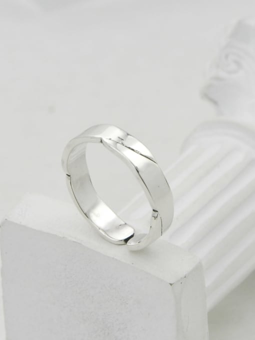 SHUI Vintage  Sterling Silver With White Gold Plated Simplistic Irregular Free Size Rings 0