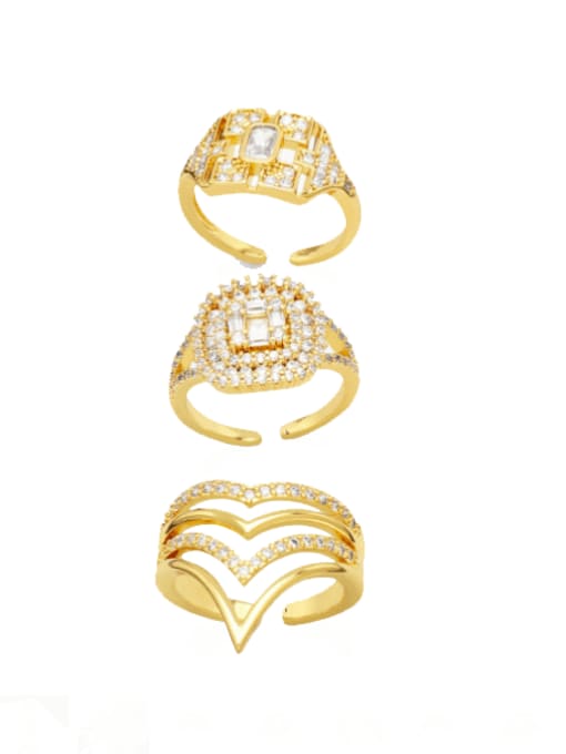 CC Brass Cubic Zirconia Geometric Vintage Stackable Ring 0