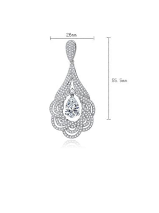 BLING SU Copper Cubic Zirconia Luxury Water Drop  Flower Cluster Earring 1