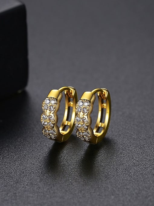 18k gold Brass Cubic Zirconia Geometric Luxury Huggie Earring