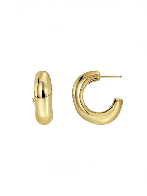 CHARME Brass Smooth Geometric Minimalist Stud Earring 0