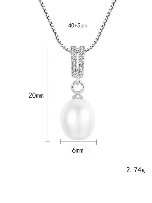 CCUI 925 Sterling Silver Freshwater Pearl Simple pendant  Necklace 4
