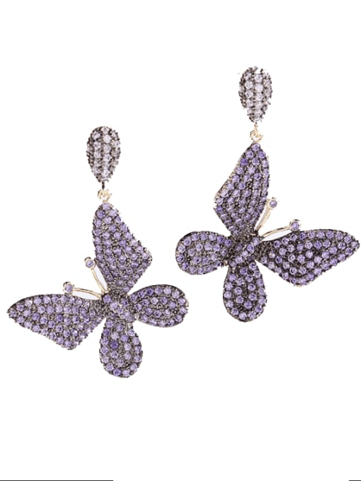 Luxu Brass Cubic Zirconia Butterfly Vintage Cluster Earring 1